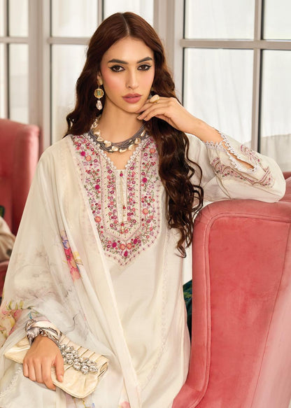 White Purle Print Roman Silk A Line Kurti With Cotton Laning For Women