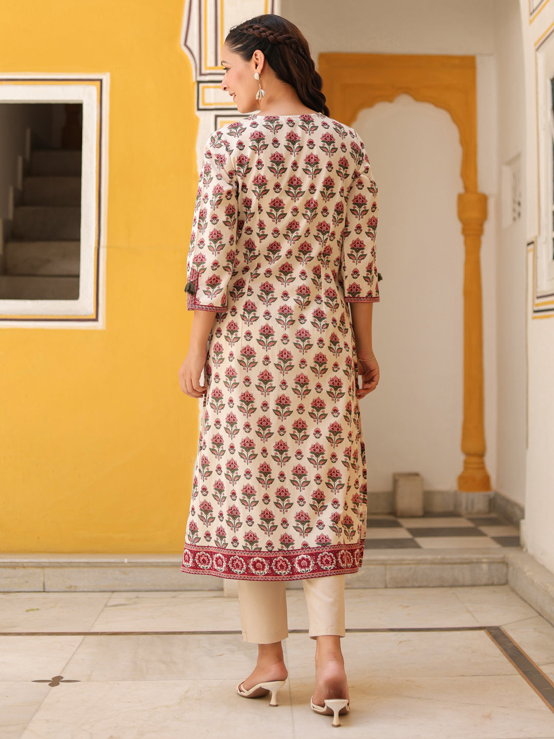 A-line floral printed kurta design