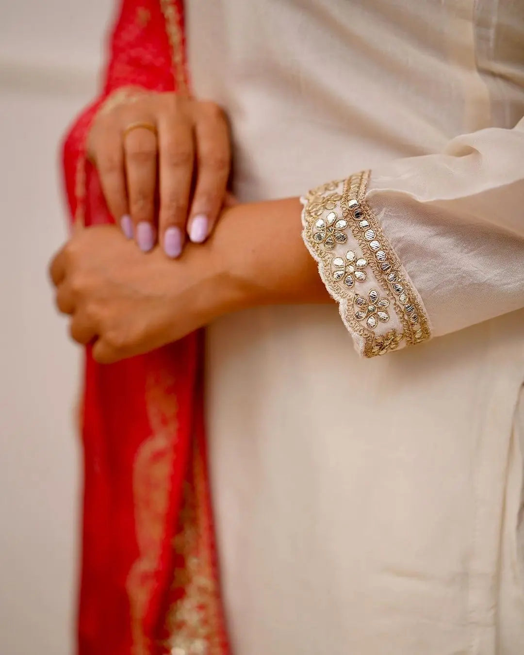 Cotton Silk V neck embroidery work Kurti Pant Dupatta Set - Premium  from Ethenika.com - Just INR 2190! Shop now at Ethenika.com 