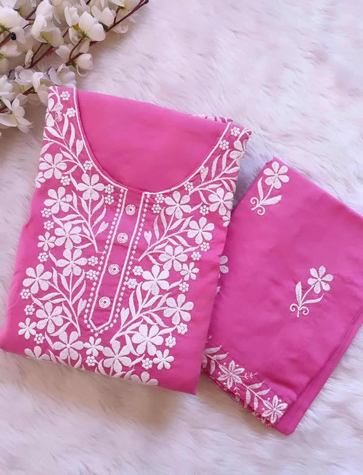 Cotton Thread Embroidery work Kurti Pant Set (Stitched) - Premium  from Ethenika.com - Just INR 1590! Shop now at Ethenika.com 