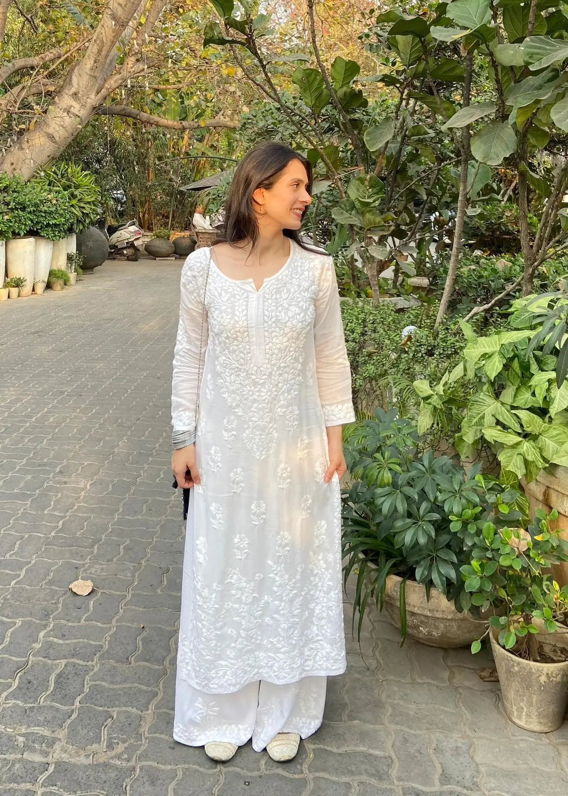 Muslin Thread Embroidery work Kurti Palazzo Set - Premium  from Ethenika.com - Just INR 2190! Shop now at Ethenika.com 