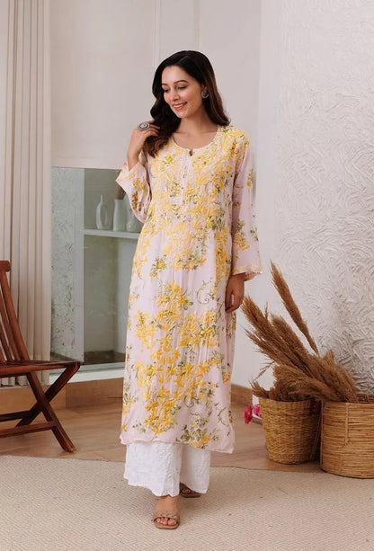 Thread Embroidery work Kurti Pant Set (Stitched) - Premium  from Ethenika.com - Just INR 2190! Shop now at Ethenika.com 