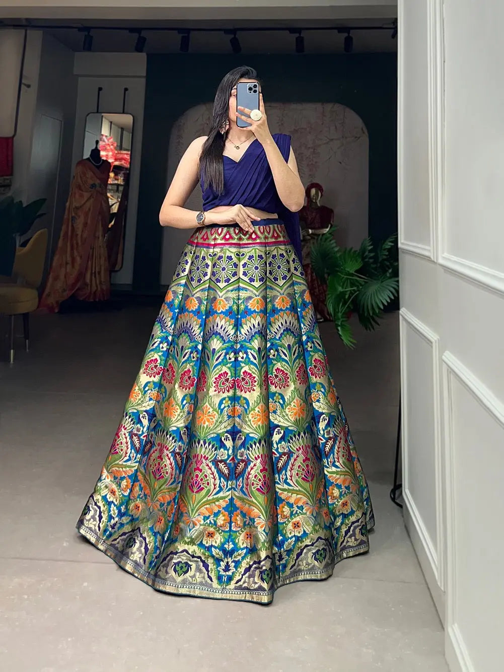 Banarsi Silk Zari Weaving work Lehenga Choli Set - Premium  from Ethenika.com - Just INR 4990! Shop now at Ethenika.com 