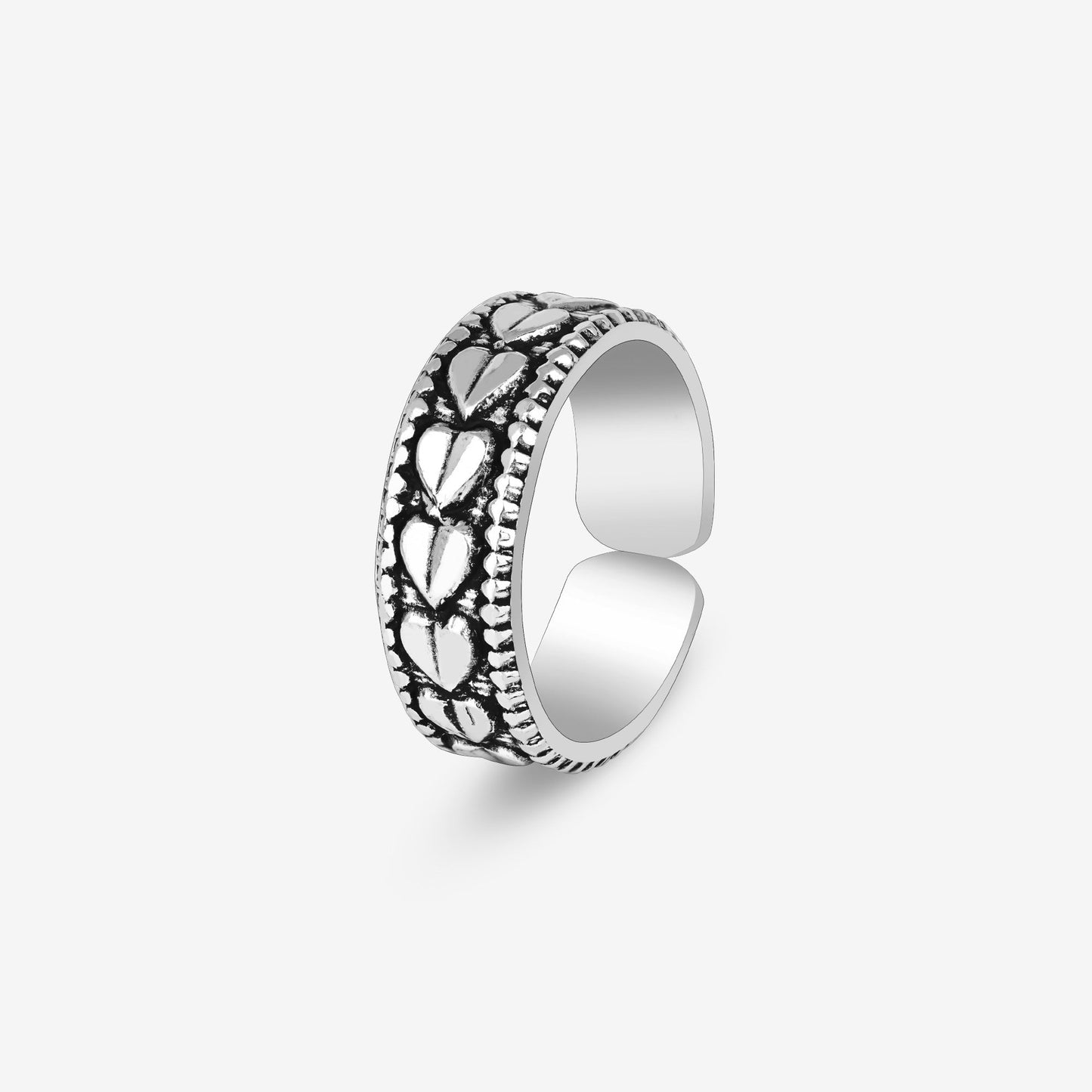 Oxidized Heart Shape Toe Ring