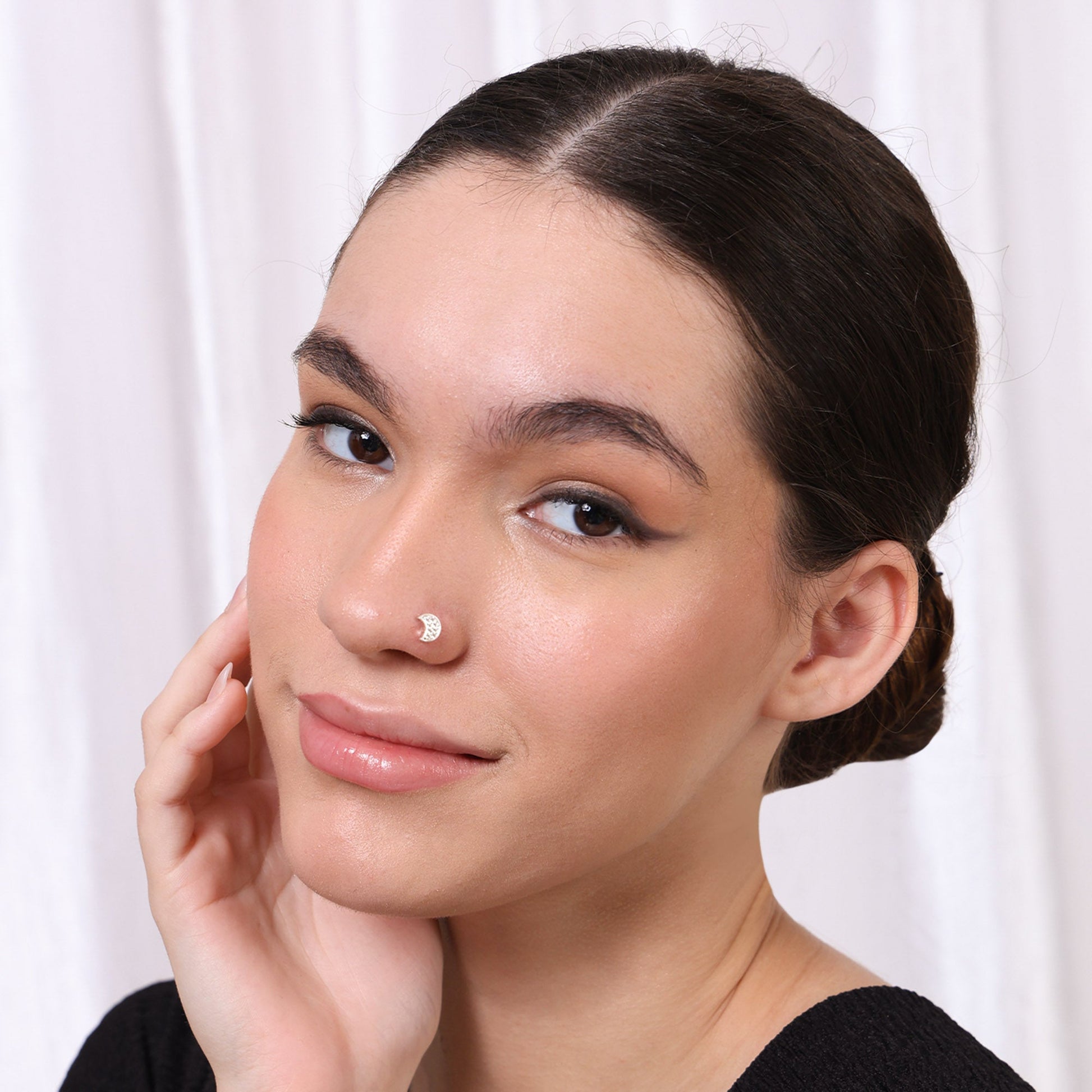 Studded Moon Nose Pin
