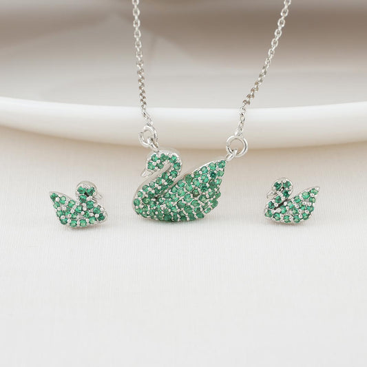 Green Swan Pendant Set