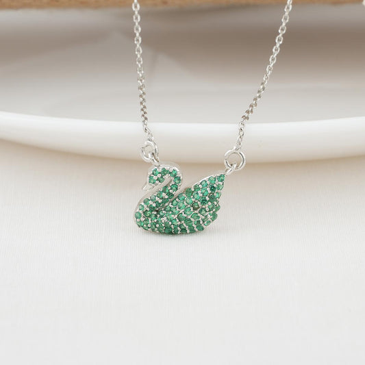 Green Swan Pendant Set