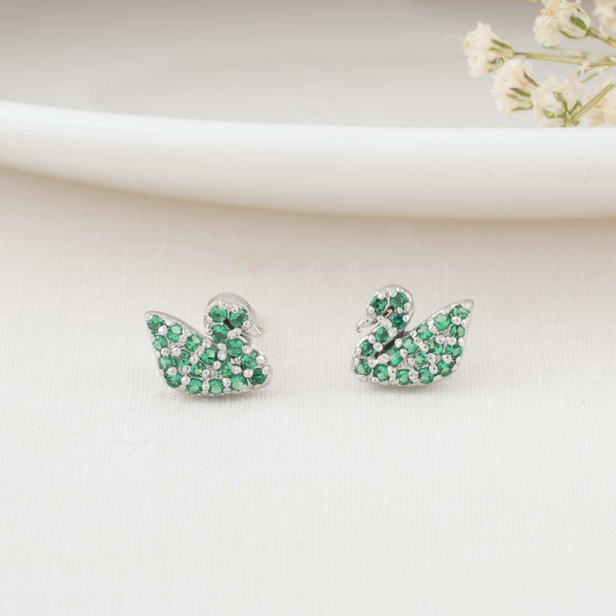 Green Swan Pendant Set