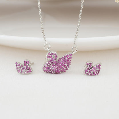Pinkish Cygnets Pendant Set