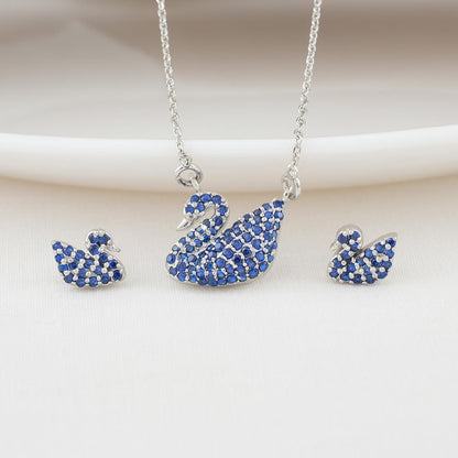 Blue Little Swan Pendant Set