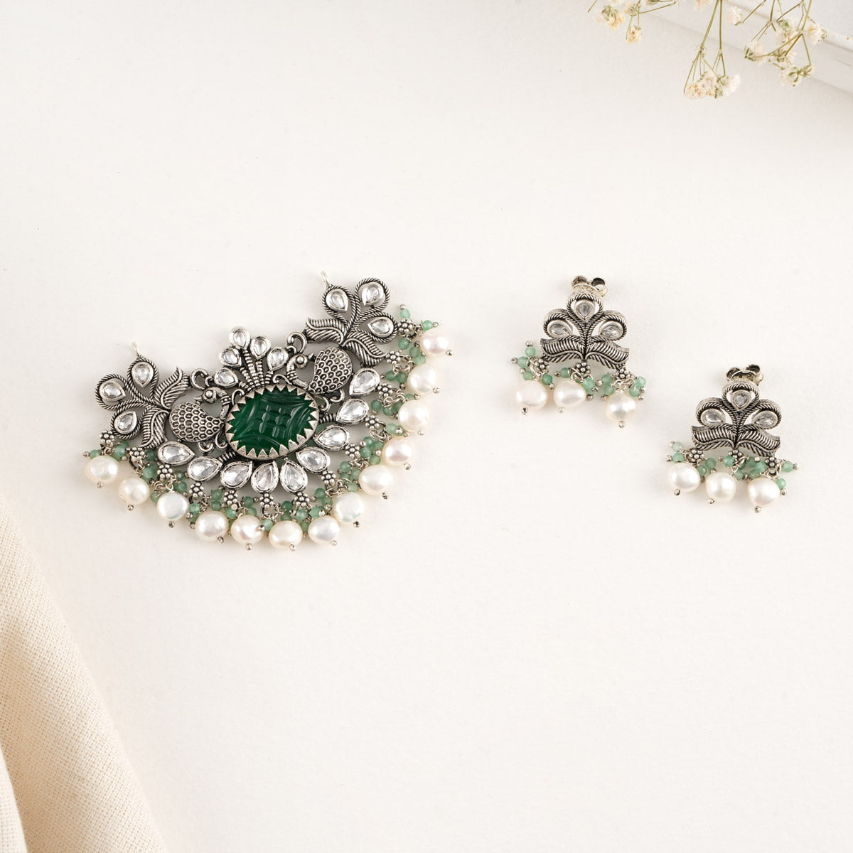 Heritha Oxidised Pendant Set