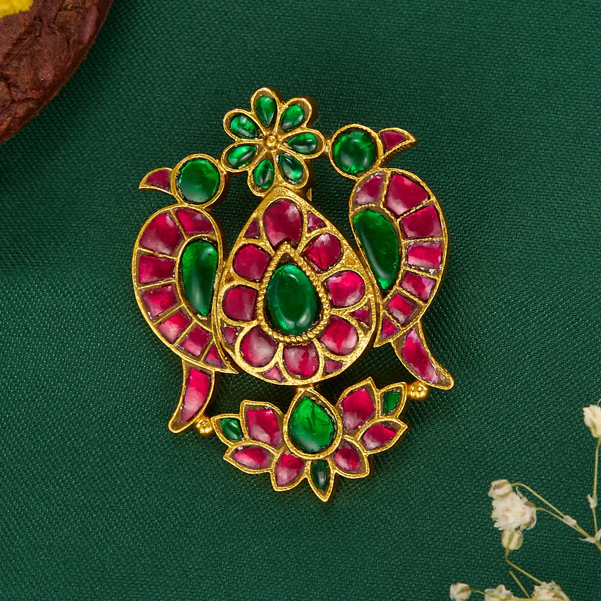 Dual Bird Kundan Pendant