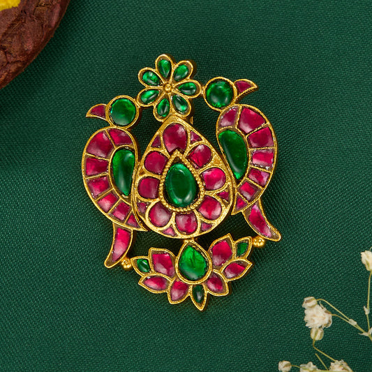 Dual Bird Kundan Pendant