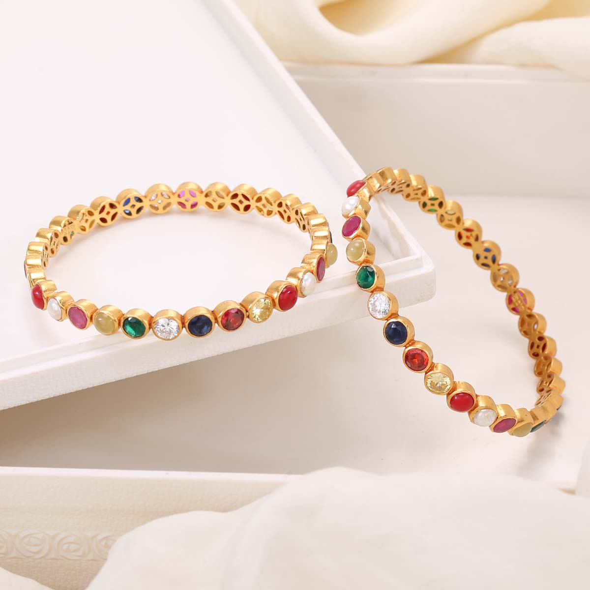 Vilasa Navarathna Stone Pair Bangles