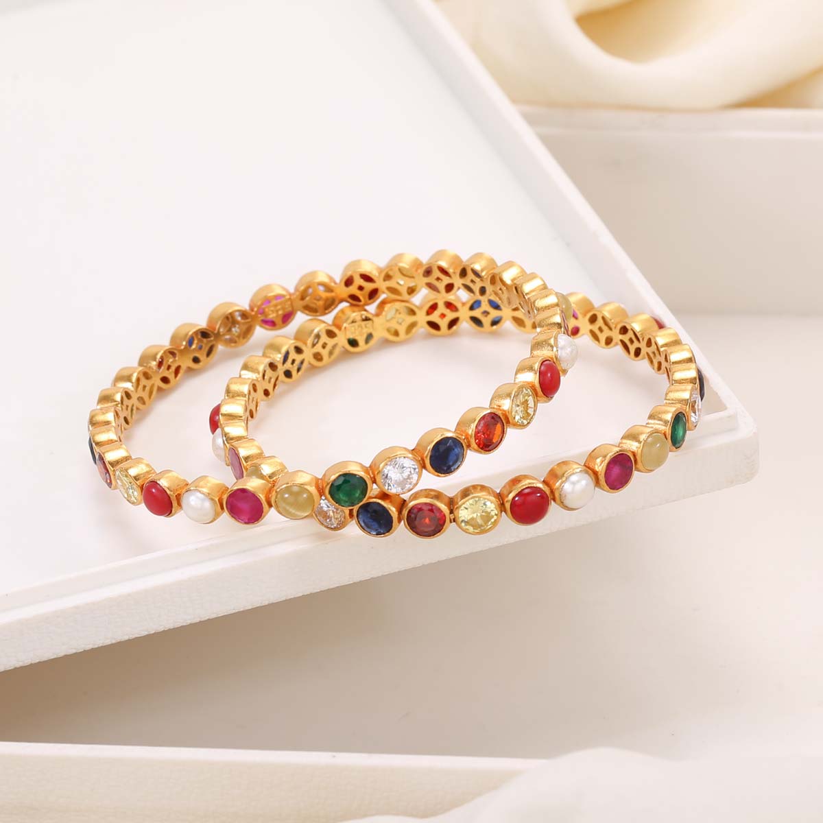 Vilasa Navarathna Stone Pair Bangles
