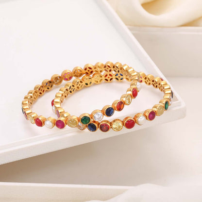 Vilasa Navarathna Stone Pair Bangles