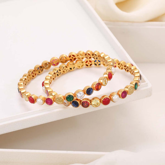 Vilasa Navarathna Stone Pair Bangles