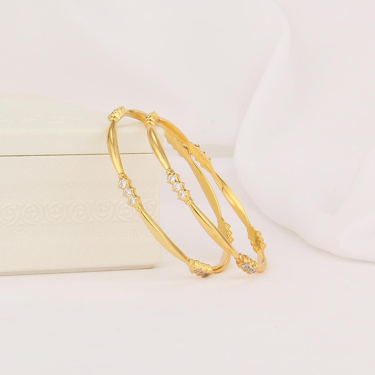 Golden Glow  Diamond Design Pair Bangle