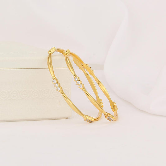 Golden Glow  Diamond Design Pair Bangle