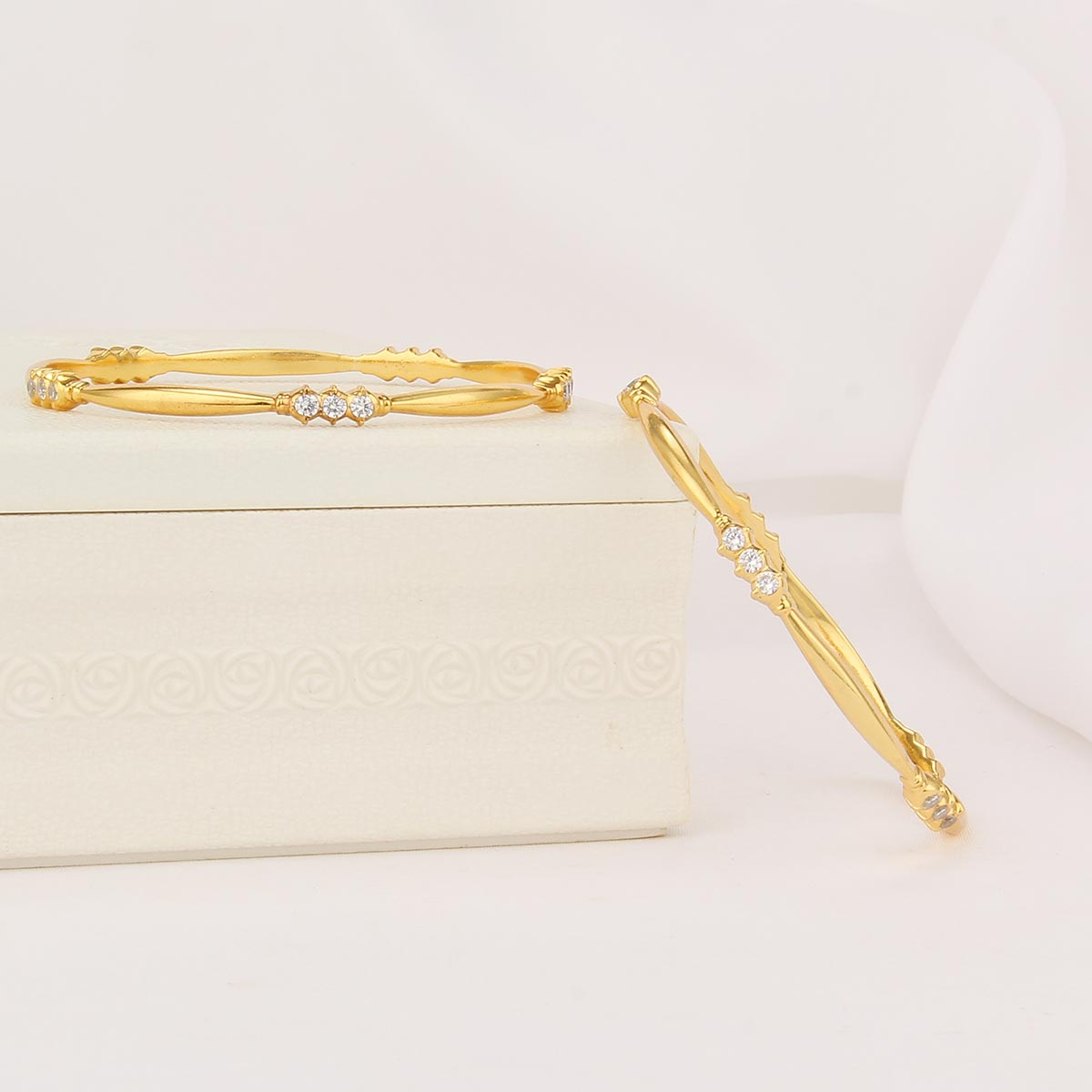 Golden Glow  Diamond Design Pair Bangle