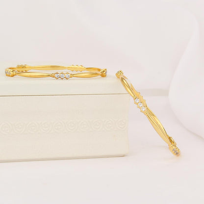 Golden Glow  Diamond Design Pair Bangle