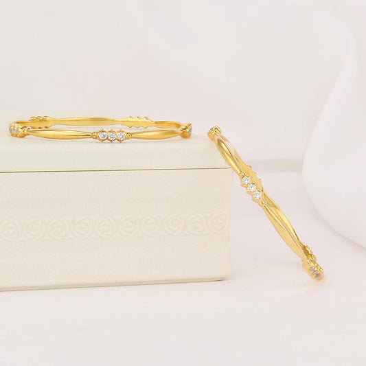 Golden Glow  Diamond Design Pair Bangle