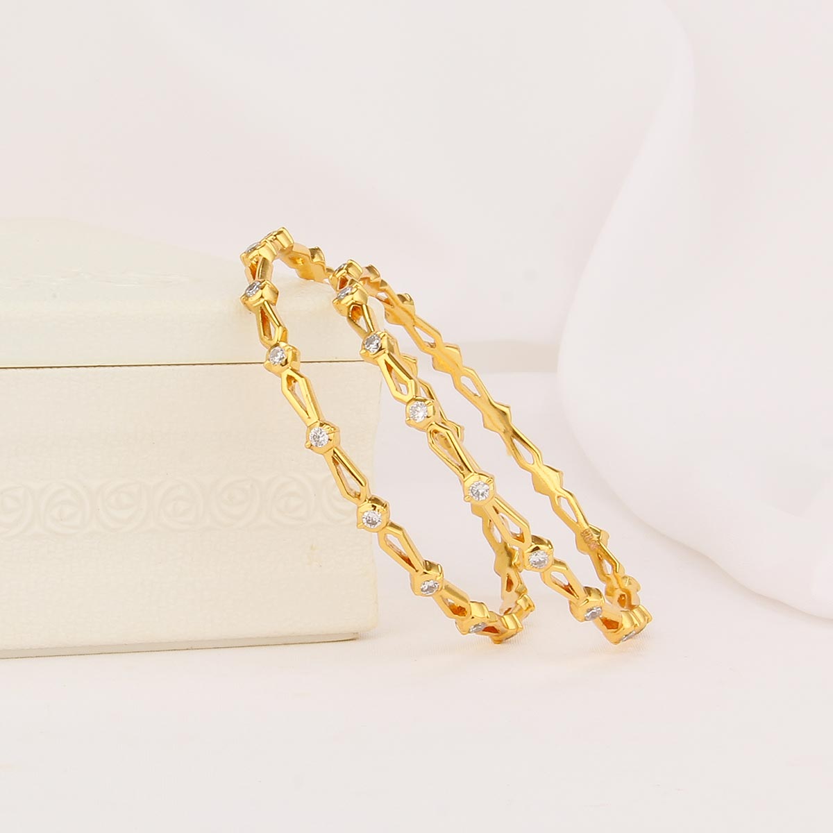 Majestic  Diamond Design Pair Bangle