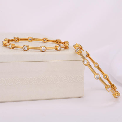 Glittering Diamond Design Pair Bangles