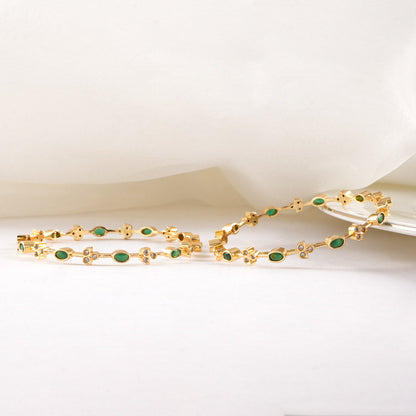 Shinning Green Stone Pair Bangle