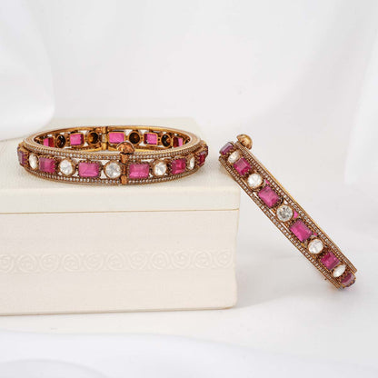 Shinning Pink Victorian Pair Bangles