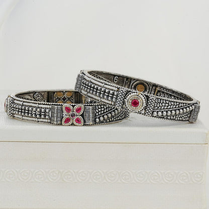 Rustic Glam Oxidised Pair Bangles