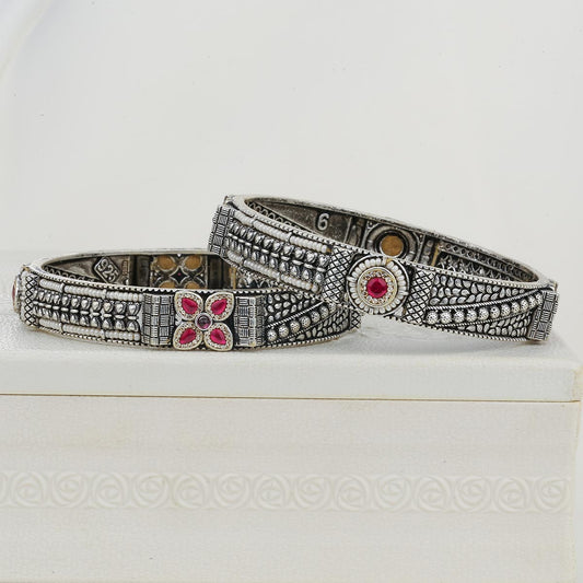 Rustic Glam Oxidised Pair Bangles
