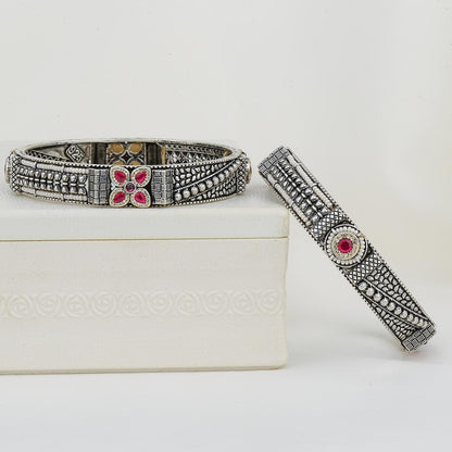 Rustic Glam Oxidised Pair Bangles