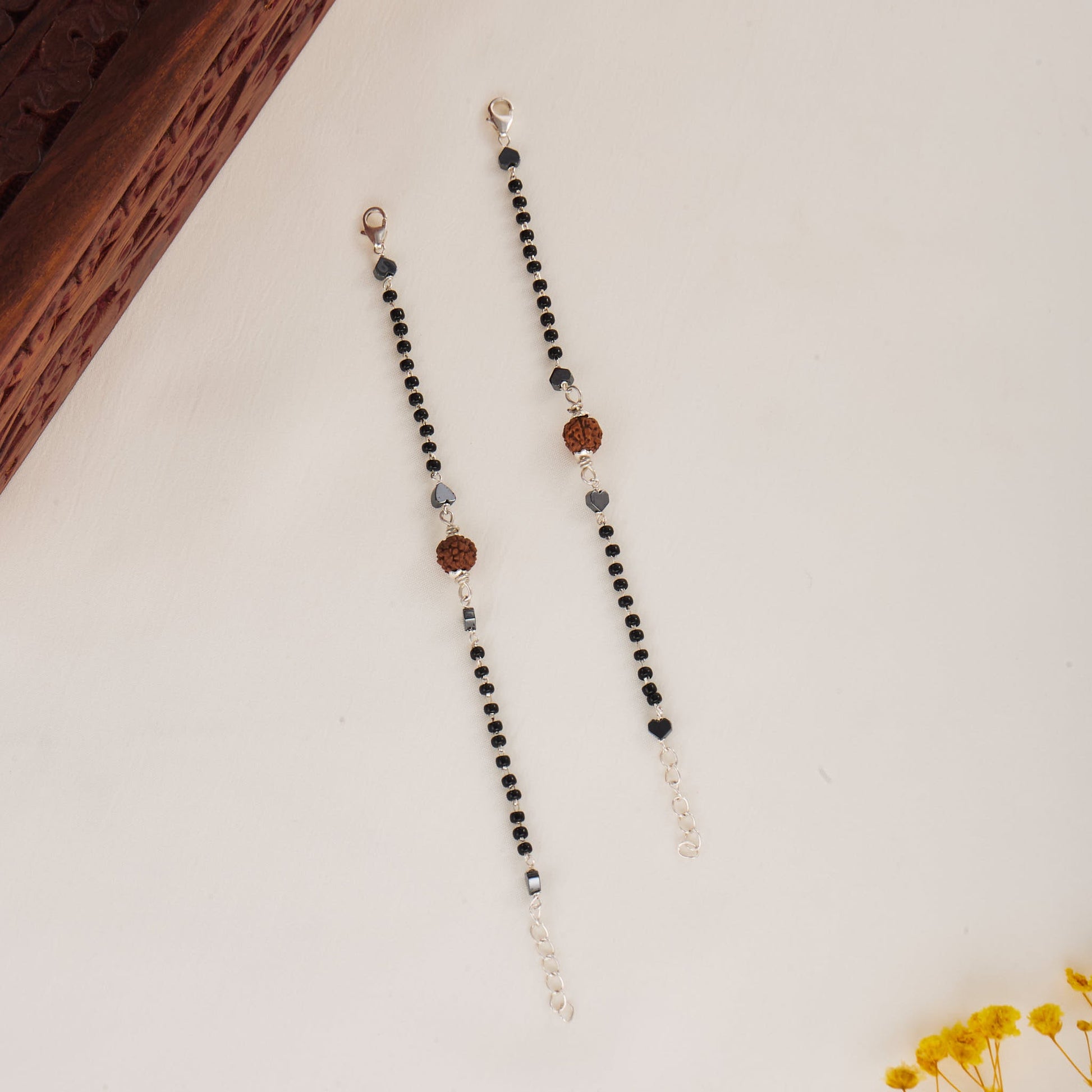 Black Beads Baby Anklets