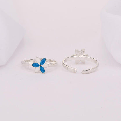Blue Floral Toe Ring