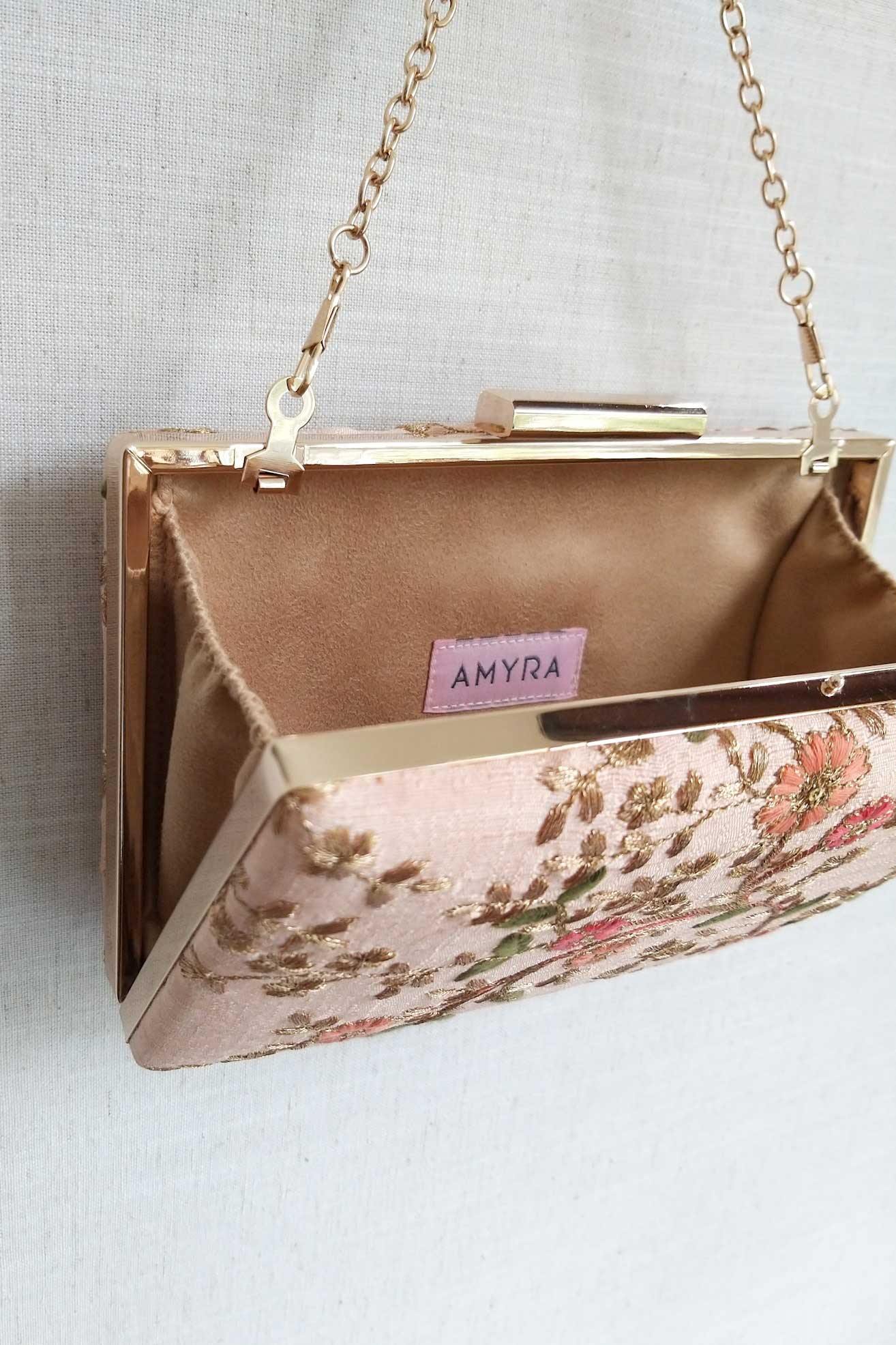 AMYRA - Floral Creeper Box Clutch - Peach