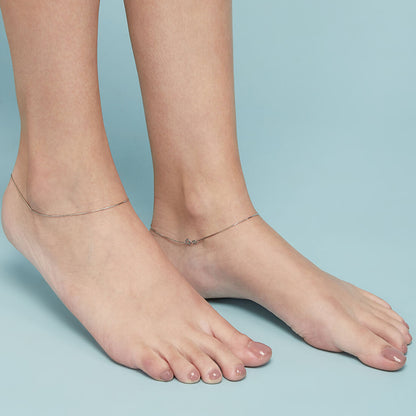 Minimal Snake Chain 925 Silver Rhodium Plated Anklet
