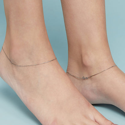 Minimal Snake Chain 925 Silver Rhodium Plated Anklet