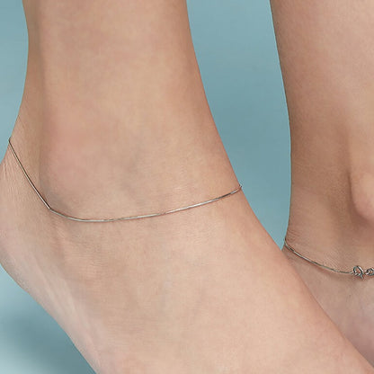 Minimal Snake Chain 925 Silver Rhodium Plated Anklet