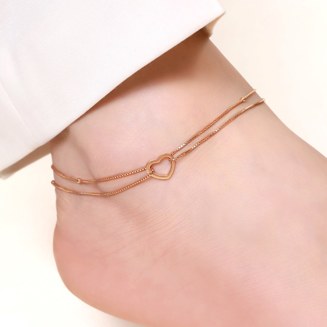 My Dainty Heart Rose Gold 925 Silver Anklets