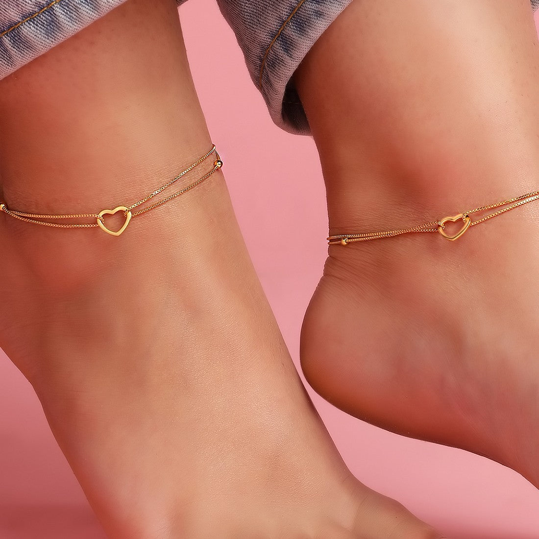 Whispers of Love: Dainty Heart 925 Silver Anklets Gift Hamper for Sister