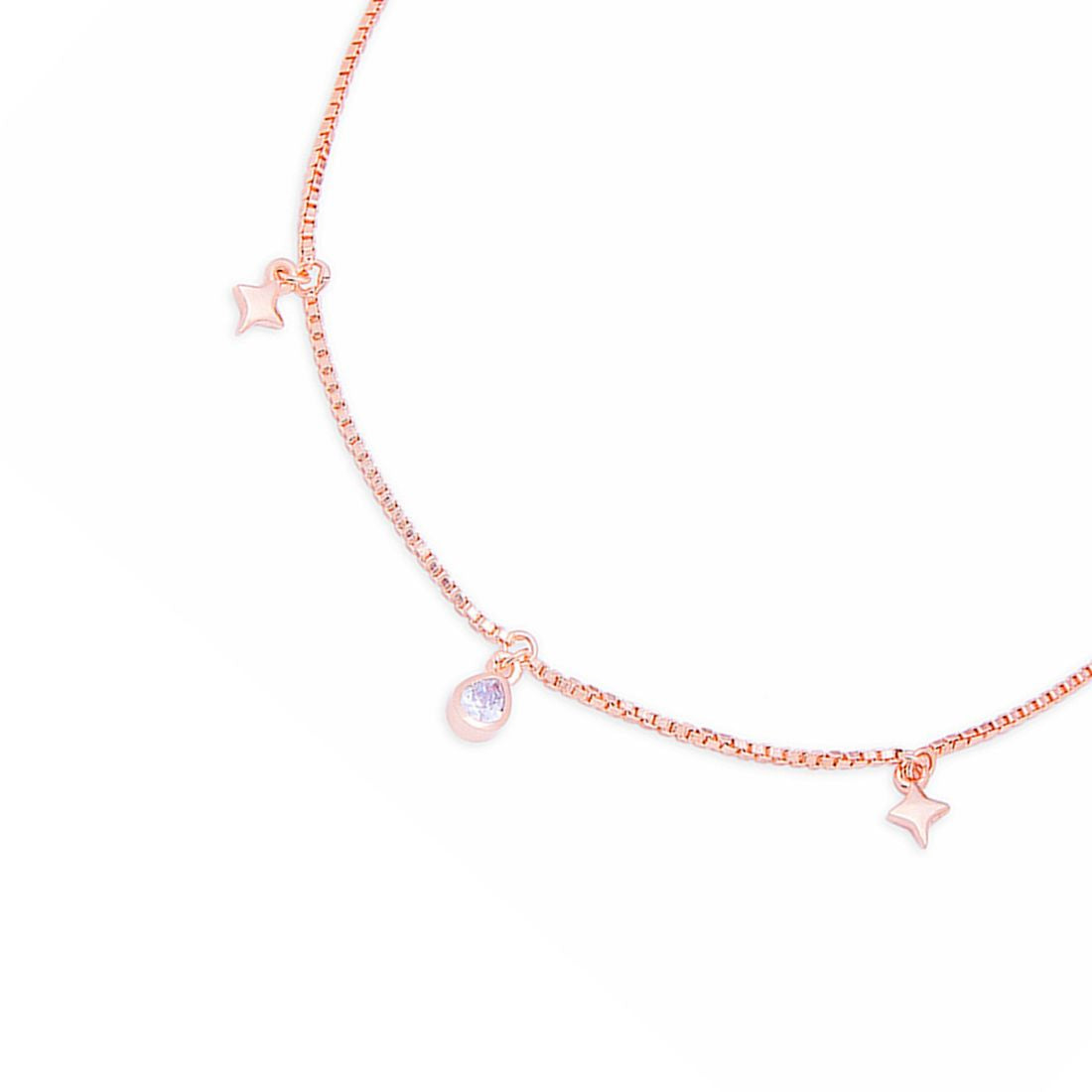 Star Charms Rose Gold Plated 925 Sterling Silver Anklets