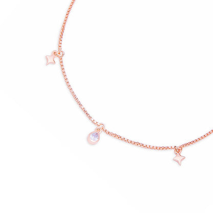 Star Charms Rose Gold Plated 925 Sterling Silver Anklets