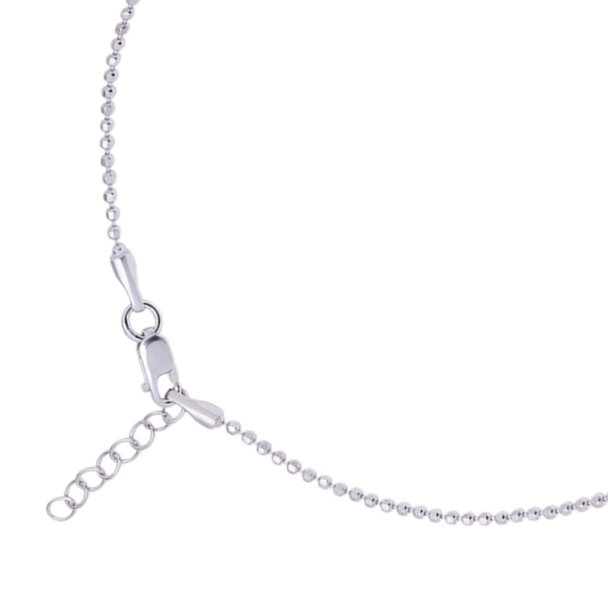 Close-up of tiny beads and adjustable clasp on a minimalist 925 Sterling Silver anklet for women – Zavya
