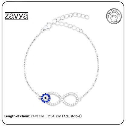 Women's 925 Sterling Silver infinity evil eye anklet with blue crystals on a delicate chain – Zavya