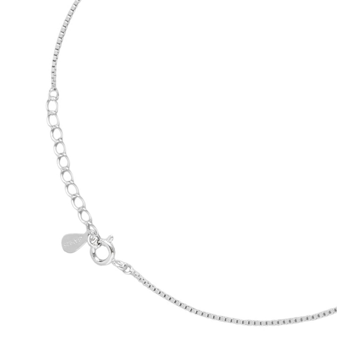 Close-up of 925 Sterling Silver adjustable clasp and chain on women's Infinity Evil Eye anklet – Zavya