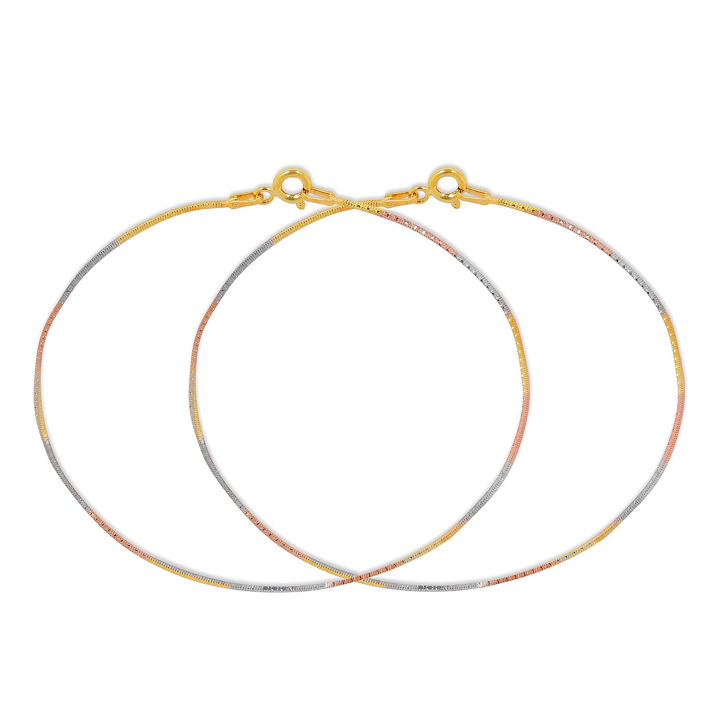 Sleek Triple Tone 925 Silver Anklet