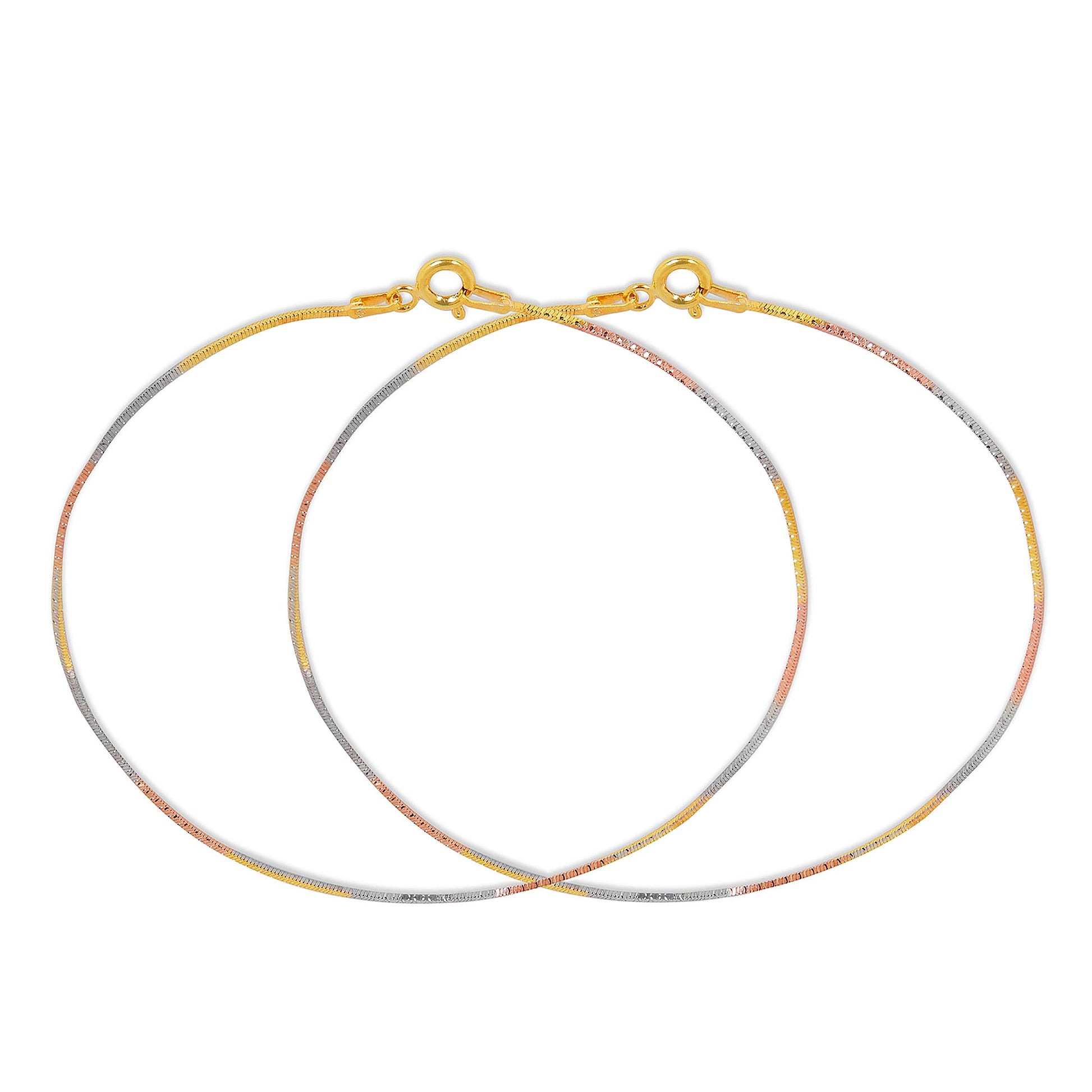 Sleek Triple Tone 925 Silver Anklet