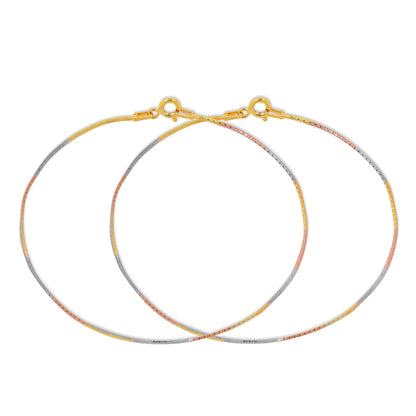 Sleek Triple Tone 925 Silver Anklet