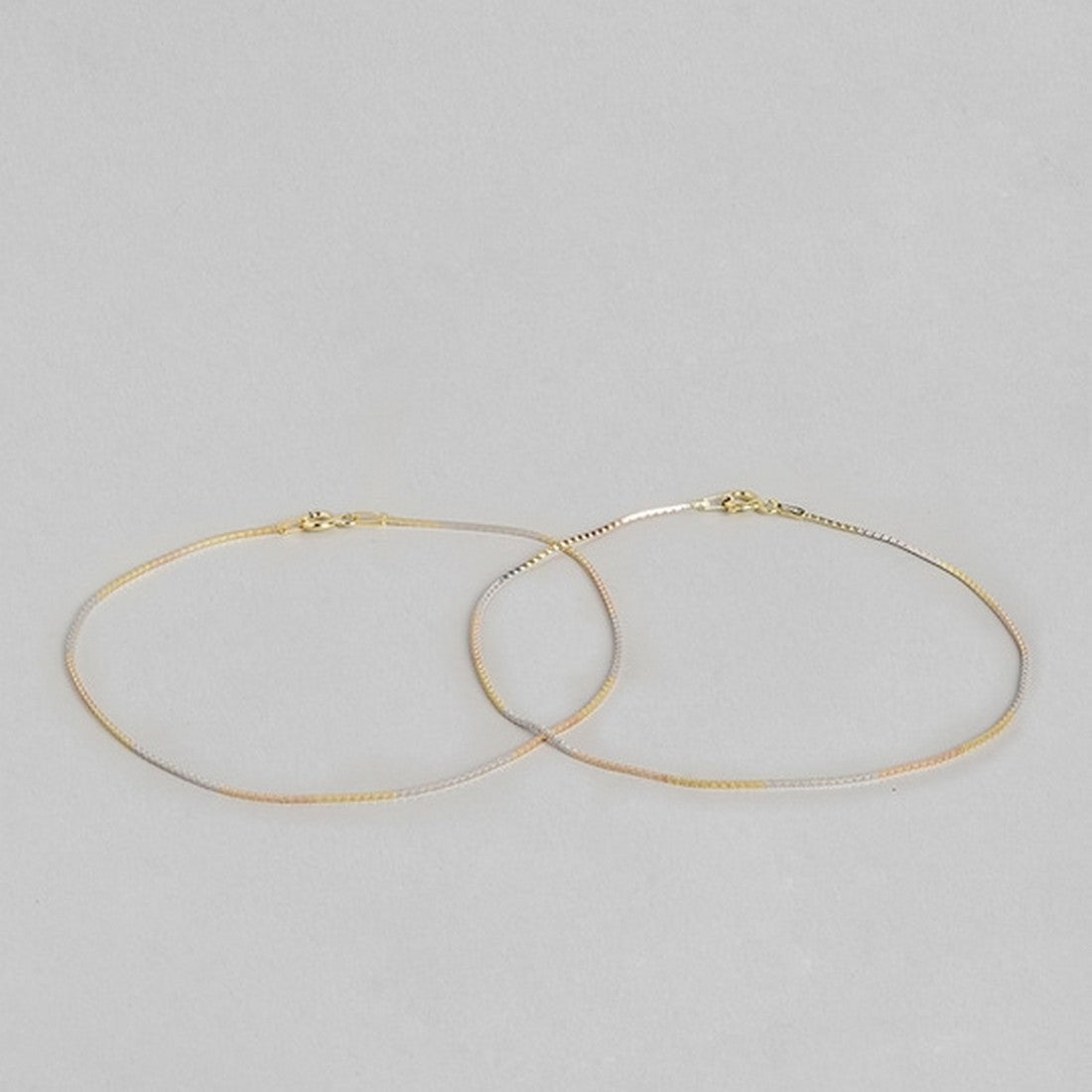Sleek Triple Tone 925 Silver Anklet